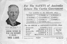 Newspaper clip: For the Safetey of Australia return the Curtin Government
